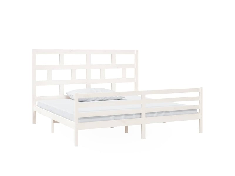  Lit double- lit adulte -  cadre de lit sans matelas blanc bois massif 200x200 cm  - Conforama A