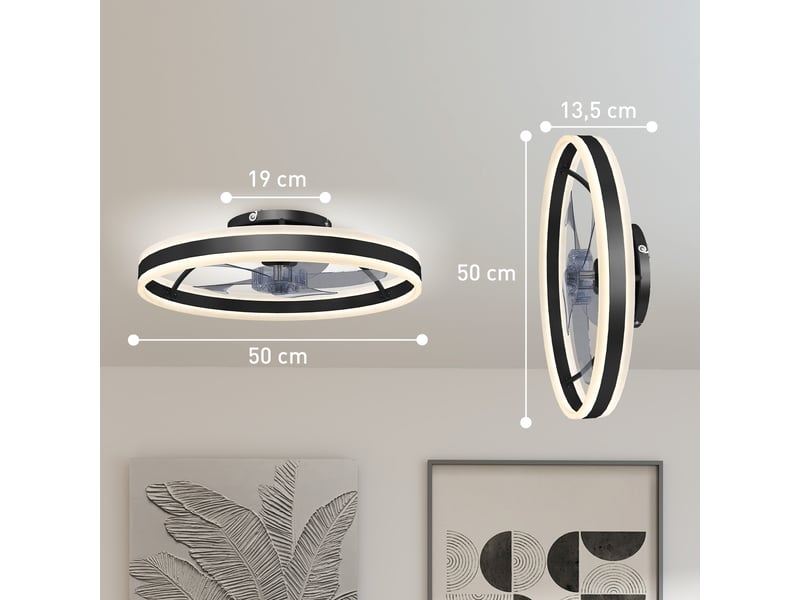Ventilateur de plafond led télécommande noir blanc  - Conforama C