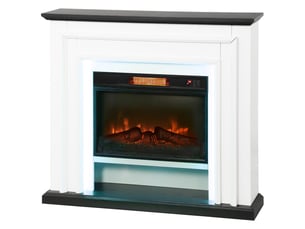 Cheminée électrique 1800 w noire, effet flamme 3d et éclairage led rgb, 105 x 27 x 97 cm