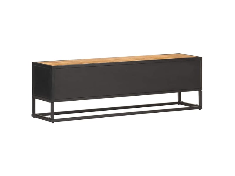  Meuble tv - banc tv - meuble de rangement avec porte sculptée 130x30x40cm bois de manguier brut  - Conforama D