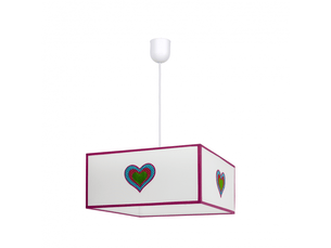 Suspension enfant fabrilamp amor blanc et rose 1xe27 hauteur réglable 30-75 cm 35 x 35 cm