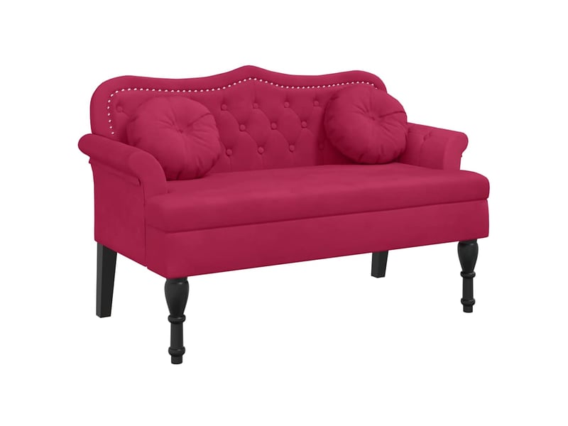  Banc salon, banc interieur avec coussins bordeaux 120,5x65x75 cm velours  - Conforama A