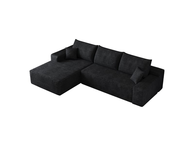  Canapé d'angle, canapé modulable, livré monté, design moderne, 270 cm, pour salon, chambre, appartement, assise profonde, noir  - Conforama B