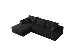 Canapé d'angle, canapé modulable, livré monté, design moderne, 270 cm, pour salon, chambre, appartement, assise profonde, noir