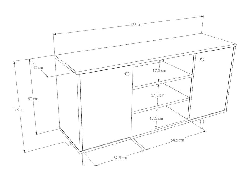  Commode venus 2 portes 73 x 137 cm - noyer VENUS_KO/O/03 - Conforama D