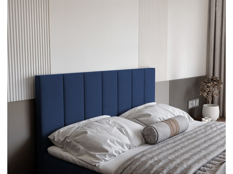  Lit coffre zelto - 180x200 cm - avec matelas et surmatelas - velours dense - bleu marine ZELTO - Conforama D