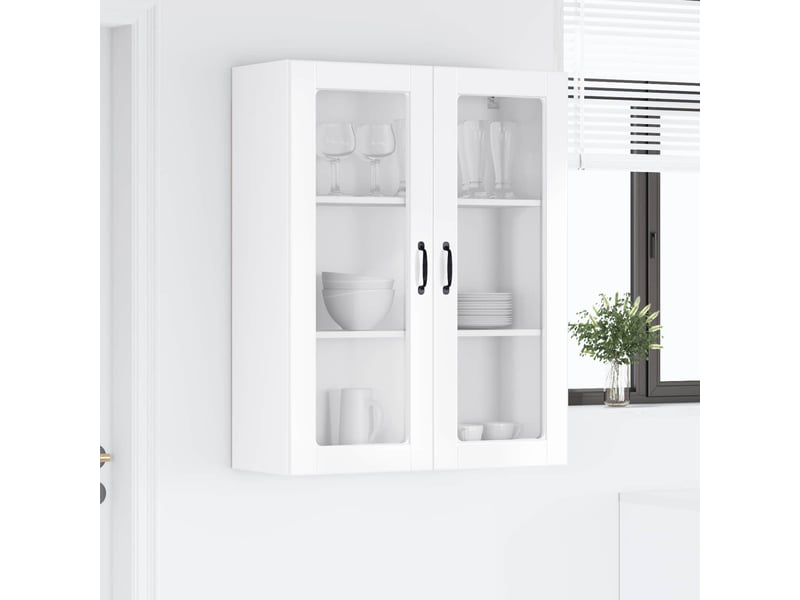 Meuble mural de cuisine, cabinet en verre mural blanc brillant 80x31x100cm shl8849 - Conforama D