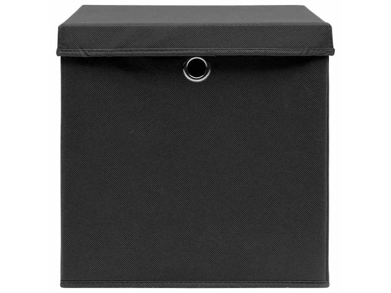  Boîtes de rangement avec couvercles 4 pcs 28x28x28 cm noir  - Conforama E