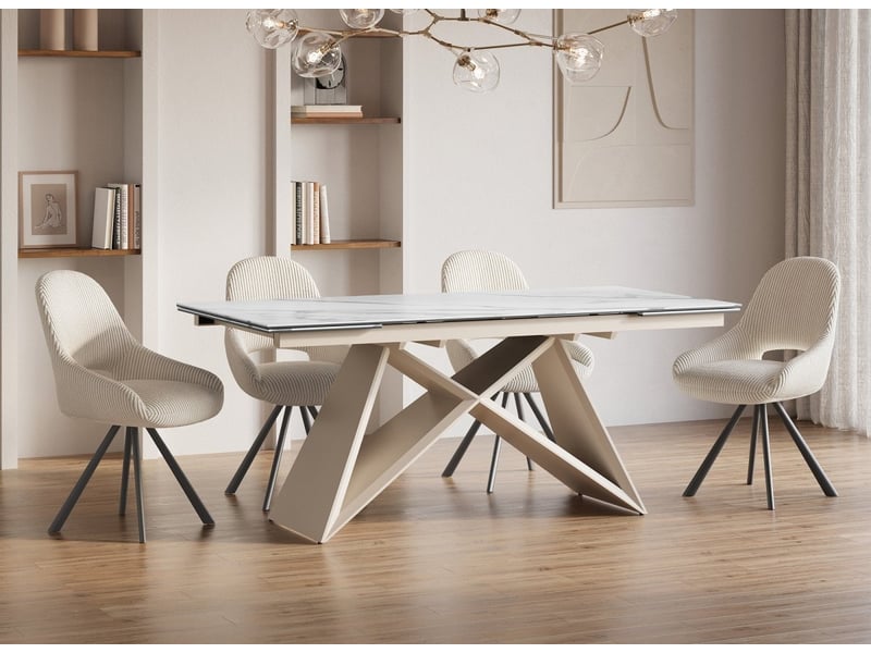  Table à manger extensible plateau céramique blanc 10 personnes 160-240 cm gabriel ROME-BEI-BLA - Conforama C