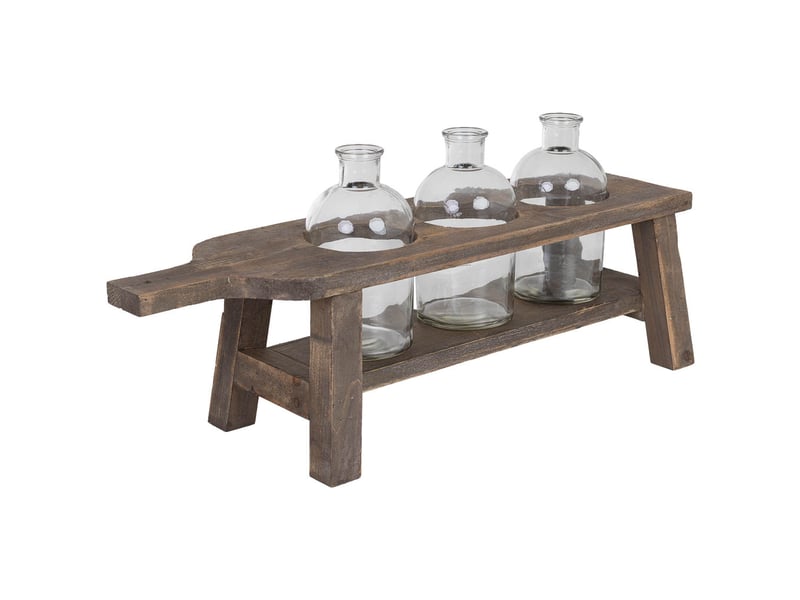  Vases avec support en bois brun 65x21,5x28,5 cm h  - Conforama A