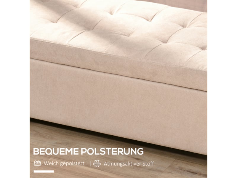  Banc coffre beige rembourré aspect lin avec couvercle et rangement, pour salon et chambre  - Conforama D