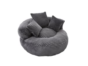 Fauteuil poire 1 place en velours côtelé gris foncé 108x108x52 cm