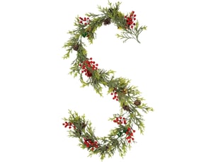 Guirlande de noël artificielle 1,8 m avec baies, vigne décorative pour porte, cheminée, fenêtre, plafond intérieur extérieur