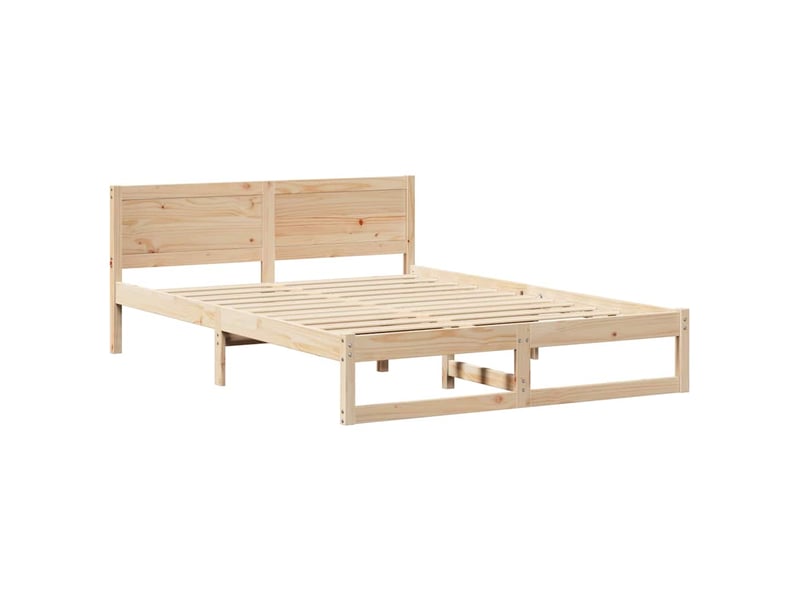 Lit double- lit adulte - cadre de lit avec tête de lit naturel 140 x 200 cm pin massif - Conforama C