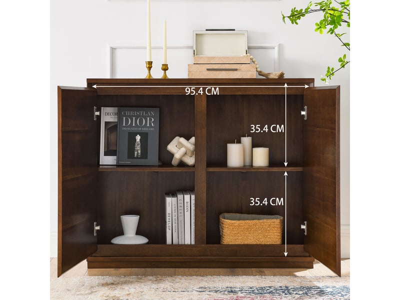Buffet à 2 portes 99x23.5x82.3 cm avec 2 ouvertures pour prises en mdf noyer - Conforama E