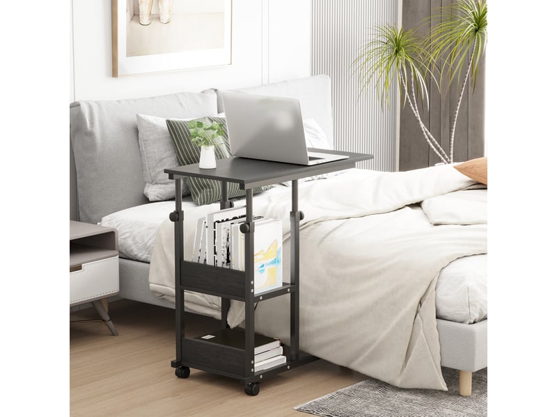  Table d'appoint | bout de canapé portable hauteur réglable cadre métal noir  - Conforama C