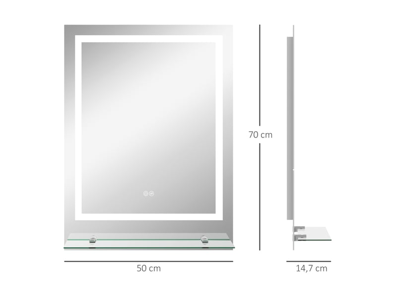  Miroir salle de bains led antibuée avec étagère 70 x 50 cm evryae  - Conforama E