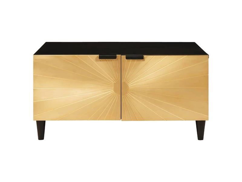 Table basse - table de salon - table à thé noir et or 80 x 50 x 40 cm bois d'ingénierie - Conforama C