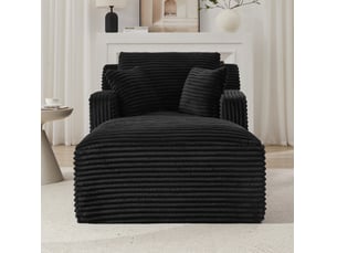 Canapé méridienne 1 place 166x100x82 cm – noir – velours côtelé, sans montage, usage salon et bureau