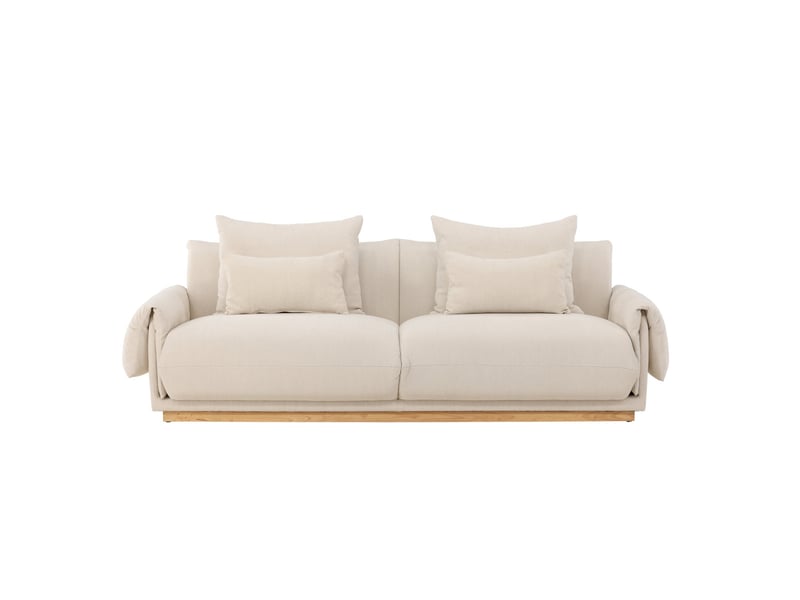  Canapé 3 places effet lin mollosund 237cm beige  - Conforama B