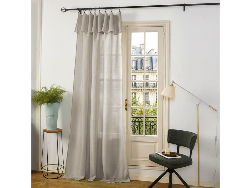 Lot de 2 voilages ajustables + 8 anneaux pince 140 x 270 cm evasion polyester effet lin - Conforama B