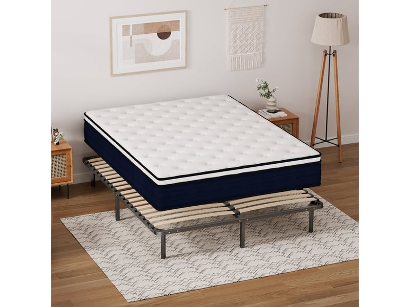  Ensemble 140x190cm matelas à ressorts +sommier à lattes sur pieds, epaisseur du matelas 25cm  - Conforama E