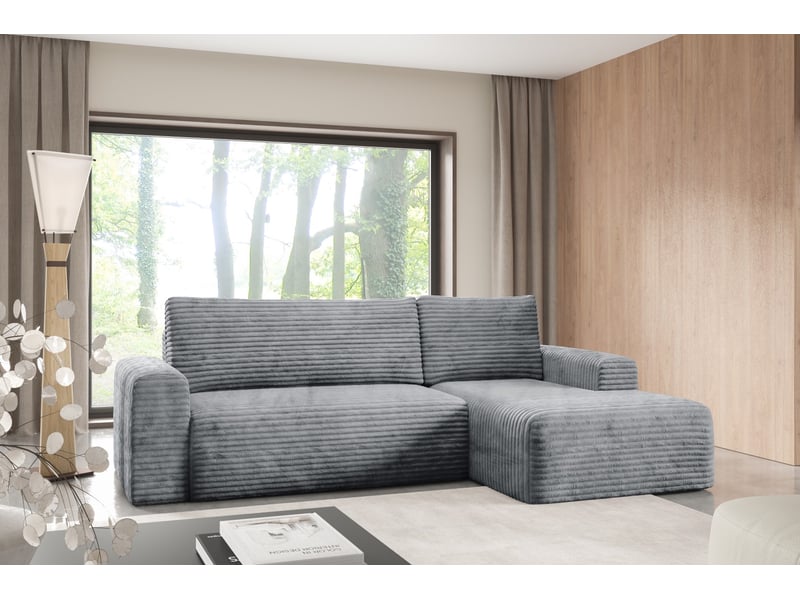  Canapé d'angle convertible en velours côtelé sontii gris  - Conforama B