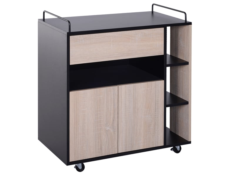  Chariot de cuisine moderne à roulettes avec tiroir et porte en bois de chêne dimensions 76,5x40x82cm  - Conforama A