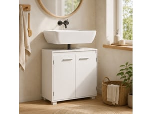 Meuble sous lavabo 60x30x60 cm avec découpe en u mdf blanc