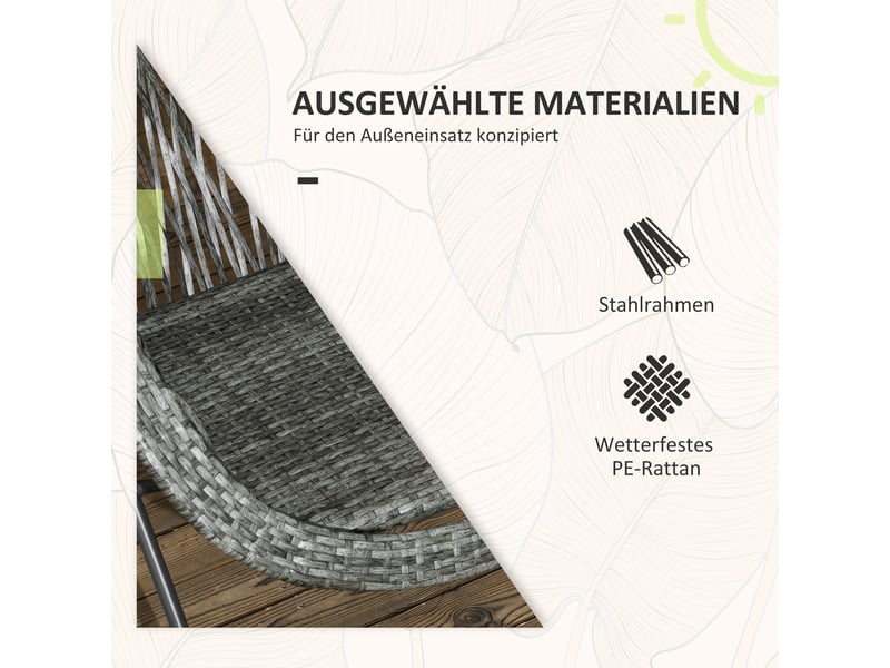 Salon de jardin pliant,76x77x78 cm,3 pièces avec table basse,rotin synthétique,gris - Conforama E