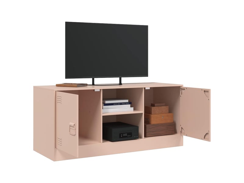  Meuble tv - banc tv - meuble de rangement rose 99x39x44 cm acier  - Conforama E