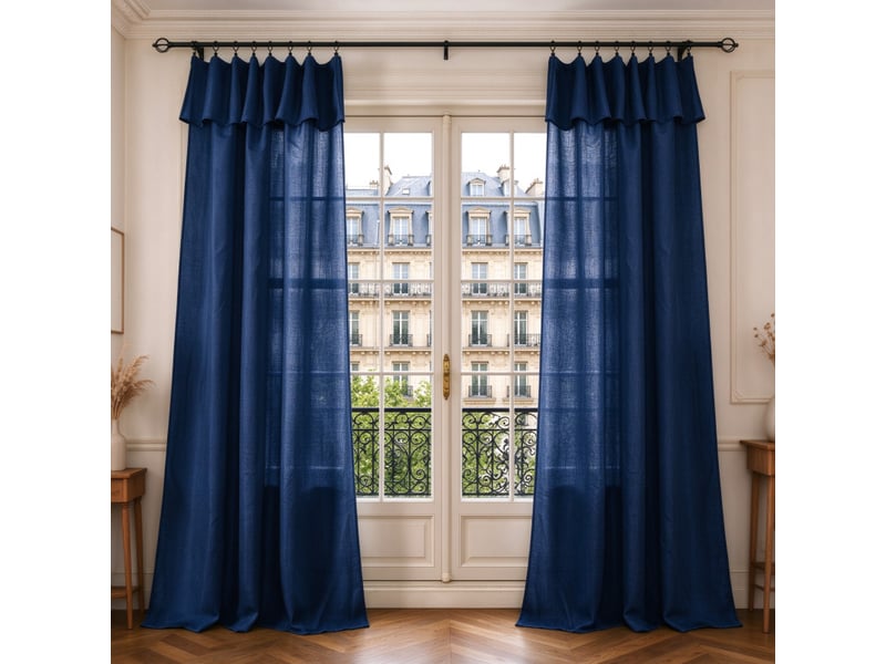  Lot de 2 voilages ajustables + 8 anneaux pince 140 x 270 cm evasion polyester effet lin  - Conforama A