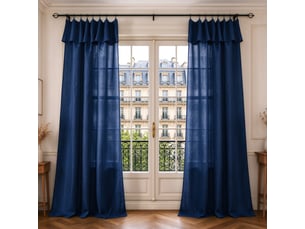 Lot de 2 voilages ajustables + 8 anneaux pince 140 x 270 cm evasion polyester effet lin