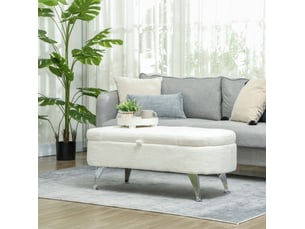 Banc coffre tcqpz 114 x 47 x 46,5 cm rangement 51 l polyester blanc métal