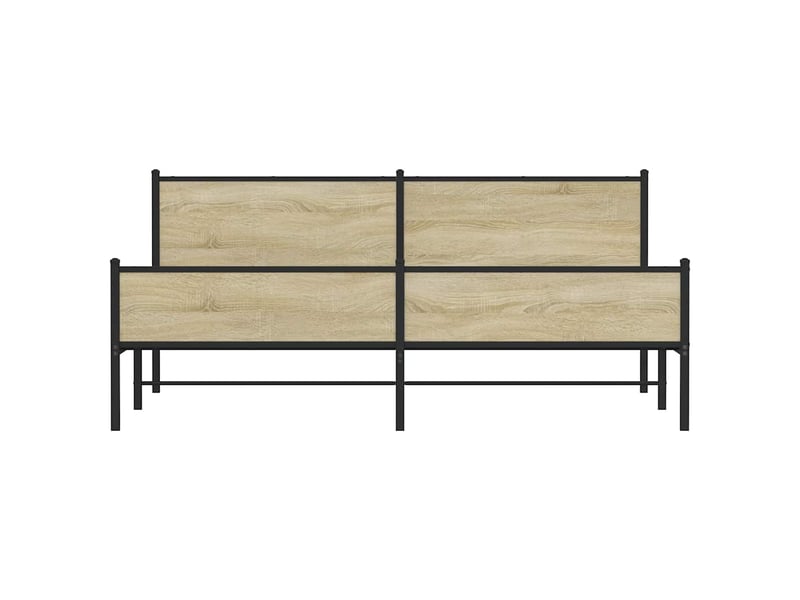Lit double- lit adulte - cadre de lit en métal sans matelas chêne sonoma 200x200 cm - Conforama D