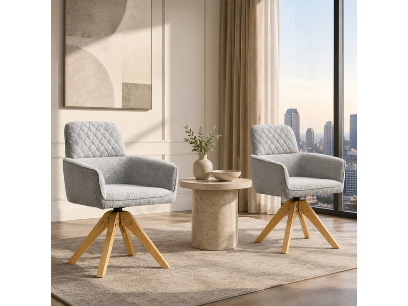  Lot de 2 chaises de salle à manger pivotantes 53x51x85 cm gris clair  - Conforama D
