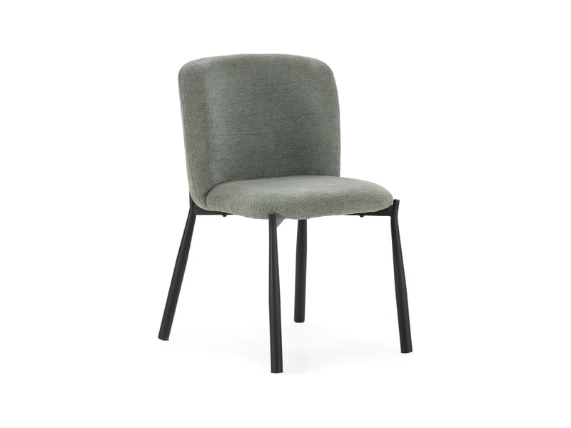  Lot de 2 chaises repas en tissu texturé vert et métal noir - popki  - Conforama C