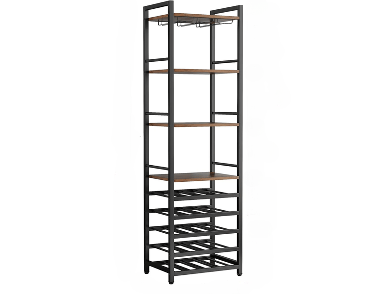  Étagère à vin industrielle 45x35x180 cm en métal et panneau de particules avec porte-verres  - Conforama A