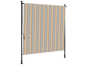Store enrouleur, store roulant d'extérieur jaune et blanc 200x270 cm tissu acier cf47433