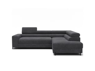 Canapé d'angle colesia convertible 5 places brun clair velours côtelé – droit – 274x200cm