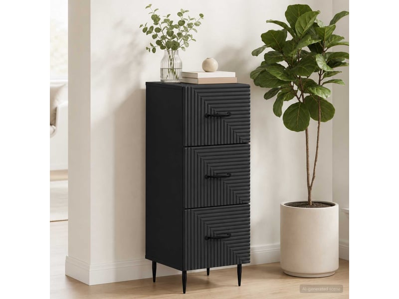  Armoire de rangement bureau, armoire à tiroirs noir 33 x 34,5 x 89,5 cm bois d'ingénierie  - Conforama B
