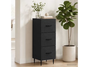 Armoire de rangement bureau, armoire à tiroirs noir 33 x 34,5 x 89,5 cm bois d'ingénierie