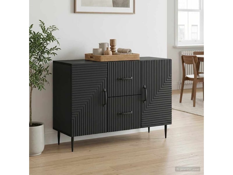  Buffet - bahut - meuble de rangement avec tiroir noir 89 x 34,5 x 60 cm bois d'ingénierie  - Conforama D