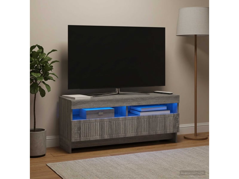 Meuble tv - banc tv - meuble de rangement led sonoma gris bois d'ingénierie - Conforama B