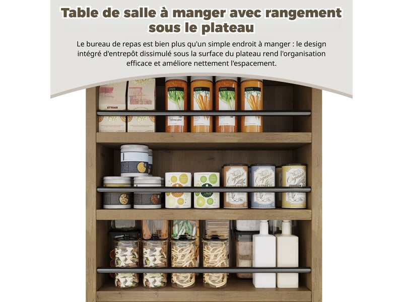  Table à manger extensible 150-200 x 90 cm, 6-8 personnes, rangement, plateau épais, chêne Jamama eleni - Conforama E
