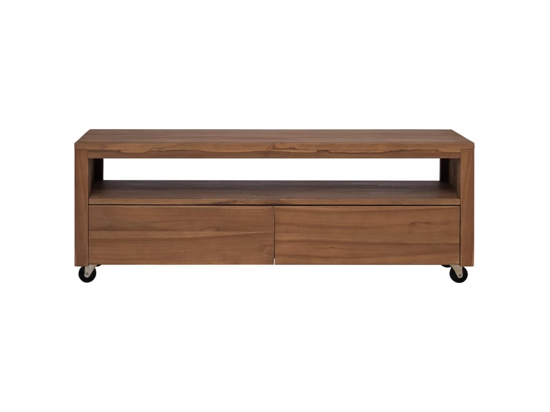  Meuble tv - banc tv - meuble de rangement 110 x 30 x 40 cm naturel bois de teck massif  - Conforama C