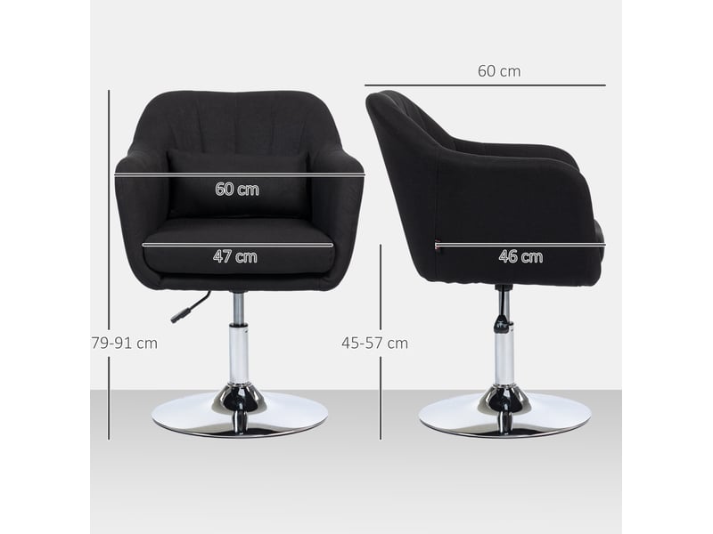 Fauteuil pivotant réglable avec accoudoirs et coussin lombaire noir evryae - Conforama D