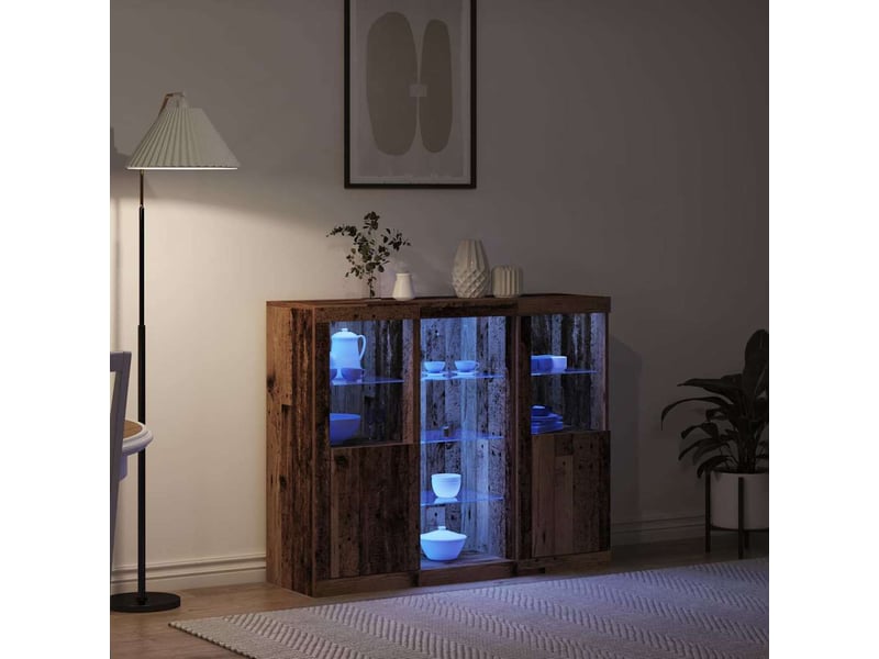  Buffet - bahut - meuble de rangement led bois ancien 123 x 37 x 100 cm bois d'ingénierie  - Conforama E