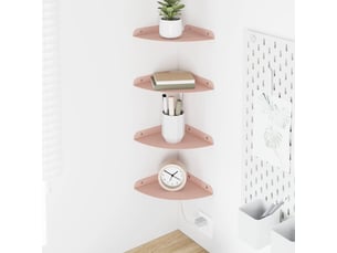 Lot de 4 étagères flottantes d'angle, étagères murales rose 18 x 18 x 2 cm cf41676