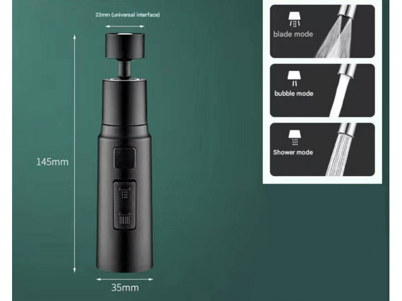  Robinet d'évier de cuisine, rotation à 360 degrés, 3 modes, avec aérateur (noir)  - Conforama B
